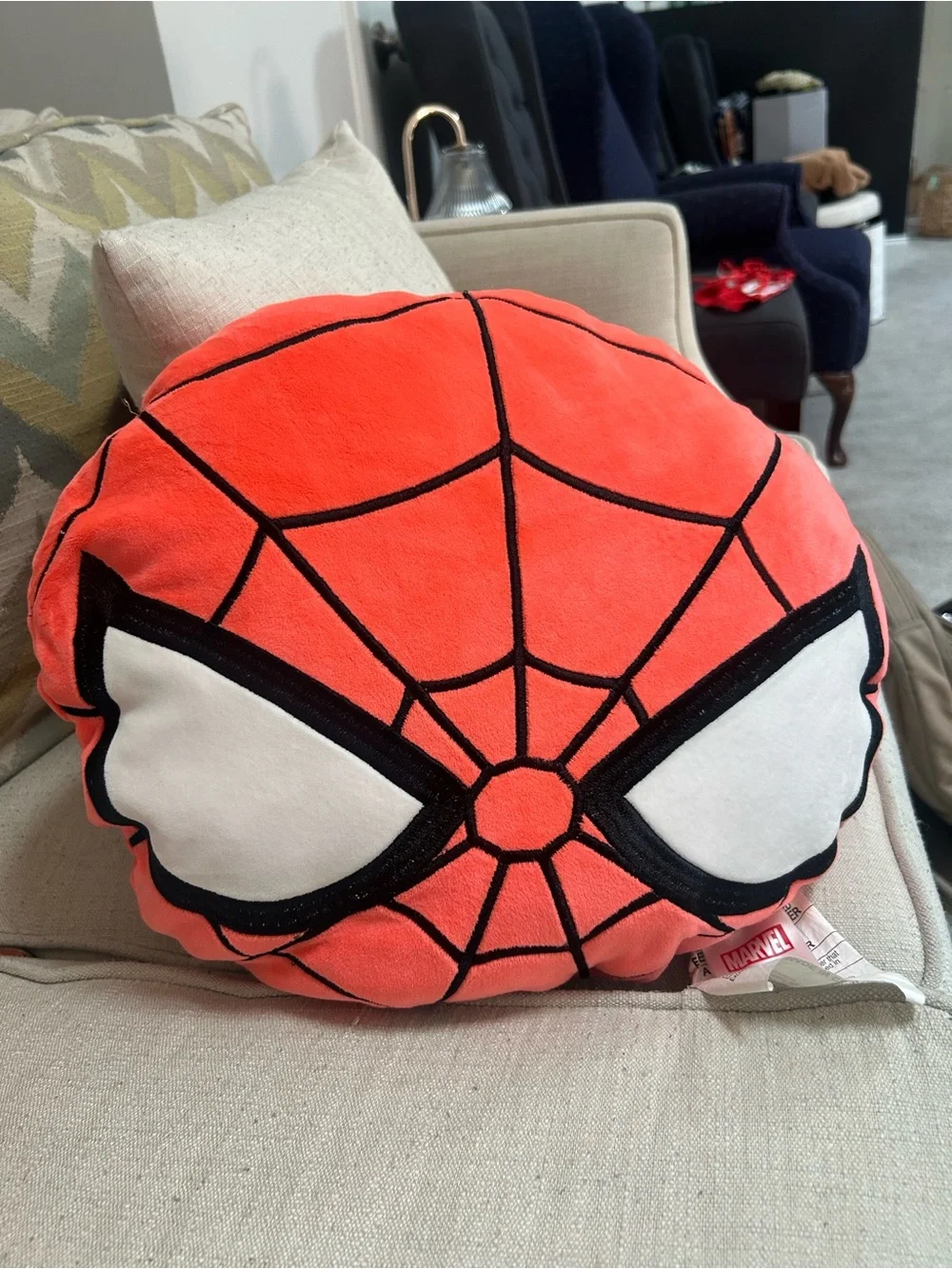 Marvel Red and White Spider-Man Face Plush Pillow